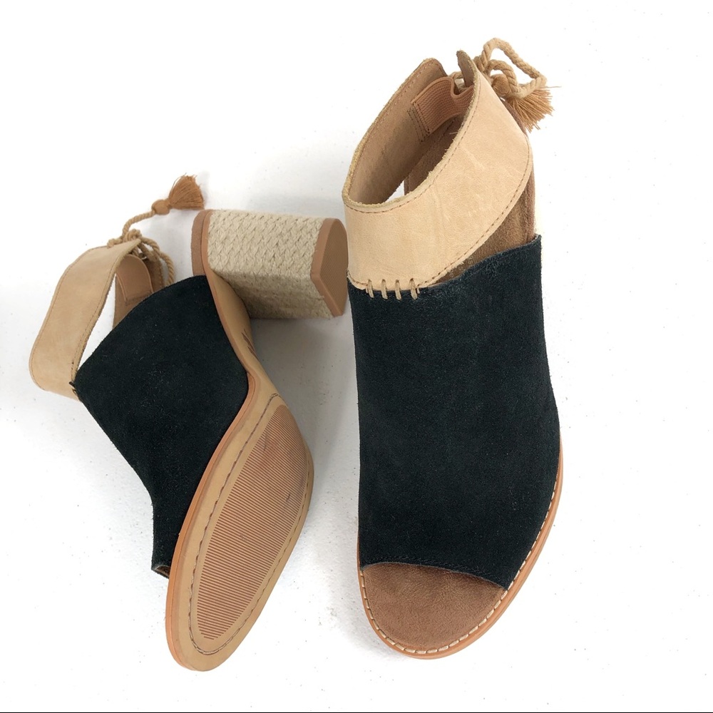 Toms peeped toe  blocked heel black Size 9 W (#42)